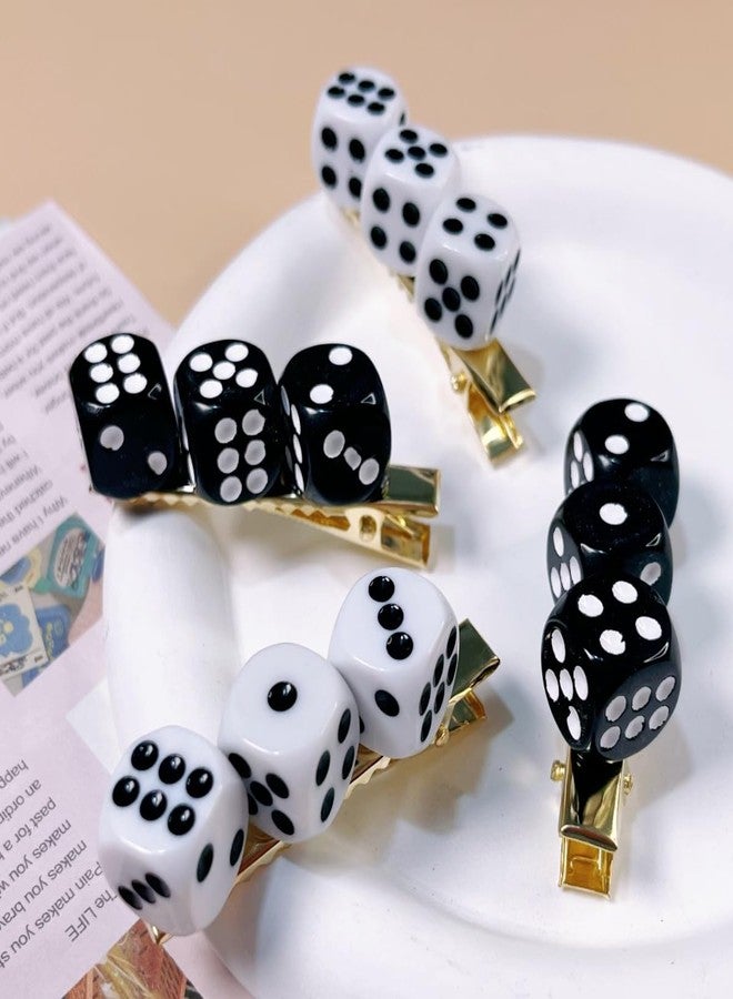 TUCEWP 4Pcs Dice Hair Clips for Women Girls Funny Resin Dice Cube Hair Pins Goth Punk Black White Dice Hair Barrette Nonslip Metal Alligator Clips for Long Thick Hair Trendy Lovely Hair Accessories - Image 1
